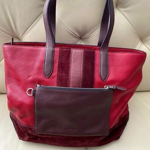Large, rich red Coach tote